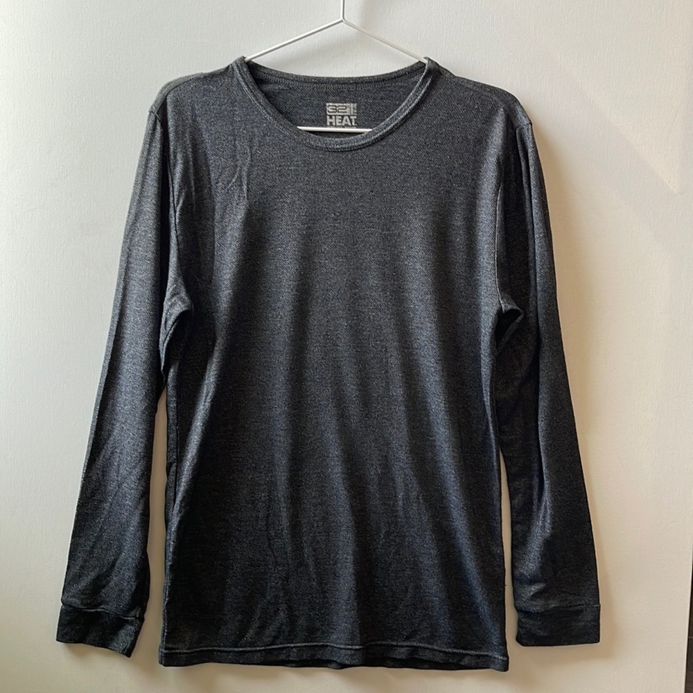 32 Degrees Heat Men’s Long Sleeve Warmer Shirt | Dark Gray | Small